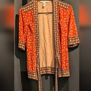 Diane Von Furstenberg Reddish Rusty Airplane 100% Silk Wrap